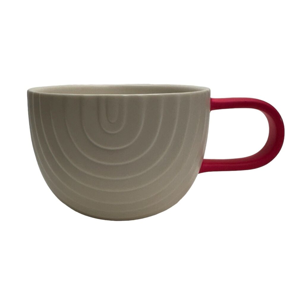 Starbucks Coffee 2018 Valentine's Mug Cup White Pink Handle Rainbow 12oz
